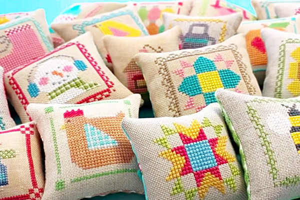 How To Make Mini Cross Stitch Pillows - Easy Sewing Gifts - DIY Pincushion Ideas