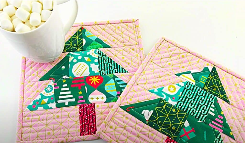 Scrappy Christmas Tree Mug Rug - How To Make A Mug Rug