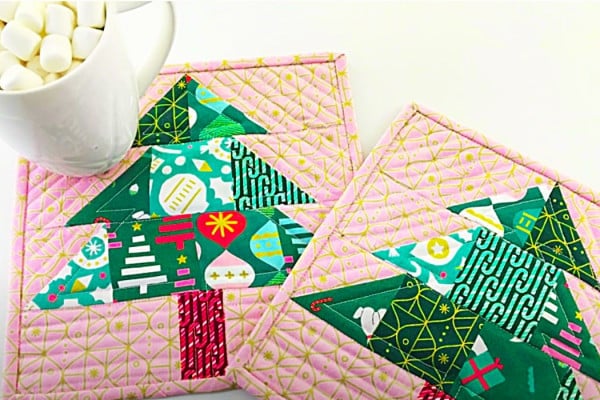 Scrappy Christmas Tree Mug Rug - How To Make A Mug Rug