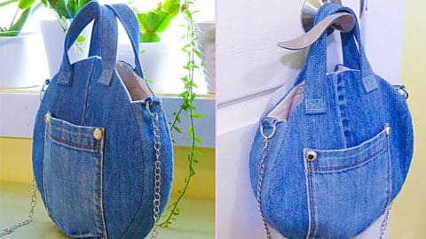 How To Make A Round Recycled Denim Bag | DIY Joy Projects and Crafts Ideas