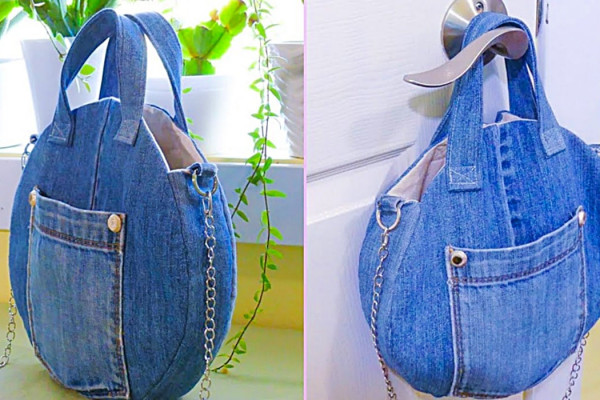 How To Make A Round Denim Bag - Easy Bag Pattern - Tote Bag Ideas