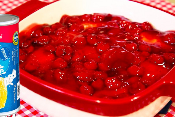 2-Ingredient Cherry Biscuit Bake Recipe - Canned Biscuit Recipes - Cherry Desserts
