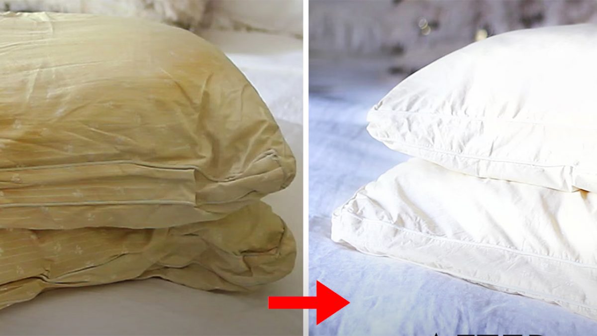 Cleaning yellowed outlet pillows