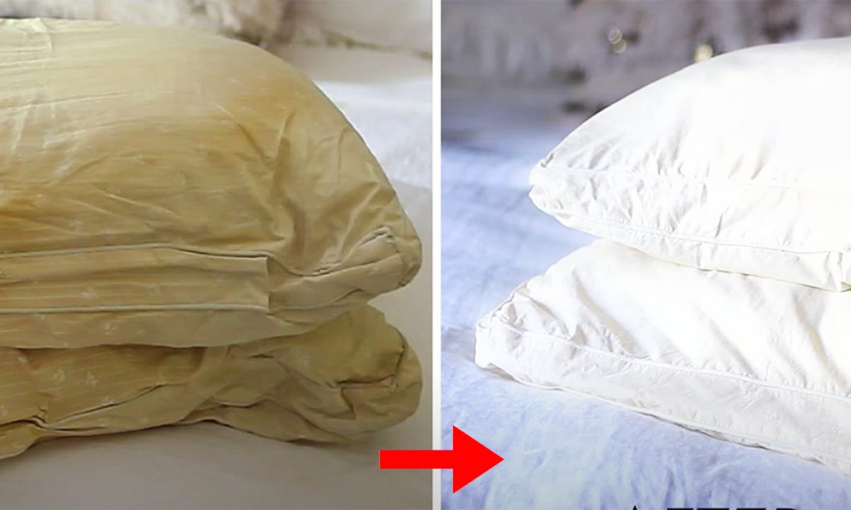 how to clean pillows that have yellowed