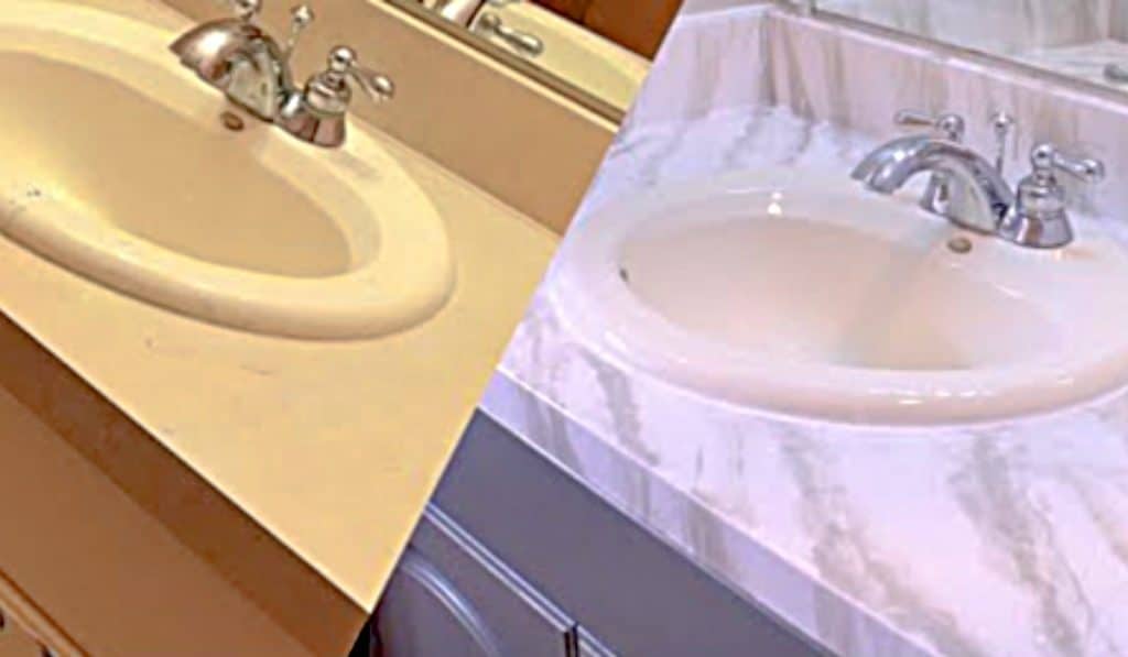 How To Paint Faux Marble - Faux Marble Sink Makeover - Bathroom Ideas