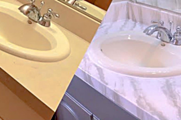 How To Paint Faux Marble - Faux Marble Sink Makeover - Bathroom Ideas