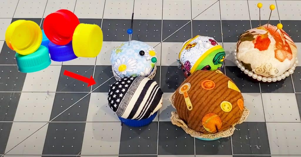 No Sew DIY Bottle Cap Pin Cushion - DIY Pin Cushion - No Sewing Machine Required