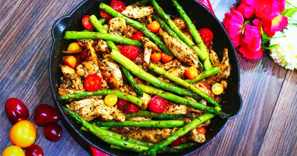 One Pan Pesto Chicken And Asparagus Recipe - One Pan Recipes - Chicken Recipes