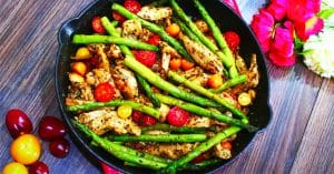 One Pan Pesto Chicken And Asparagus Recipe