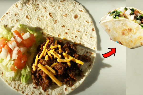 Taco Tortilla Wrap Recipe (TikTok Tortilla Fold Hack) - DIY Tortilla Fold Hack - TikTok Foodie