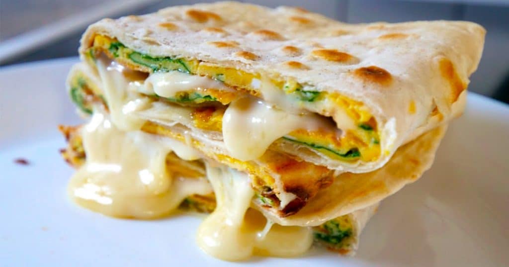 Tortilla Omelette Spinach and Cheese Breakfast Recipe - Easy Food Recipes - Breakfast Recipes
