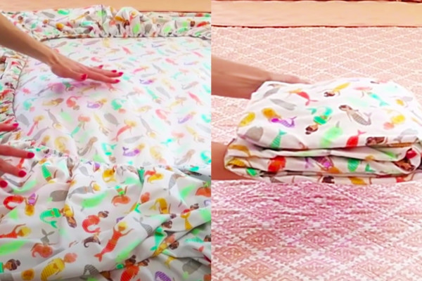 How To Fold A Fitted Sheet - Easy Folding Hacks - Sheet Folding Ideas