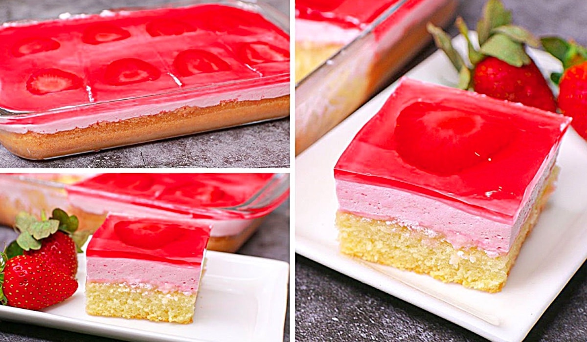 No-Bake Strawberry Jello Mousse Cake Recipe | DIY Joy Projects and Crafts Ideas