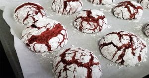 Fudgy Red Velvet Crinkle Cookie Recipe