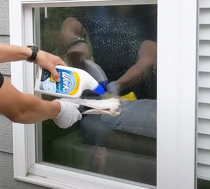 Use Toilet Bowl Cleaner To Remove Hard Water Stains - DIY Window Hard Water Stains