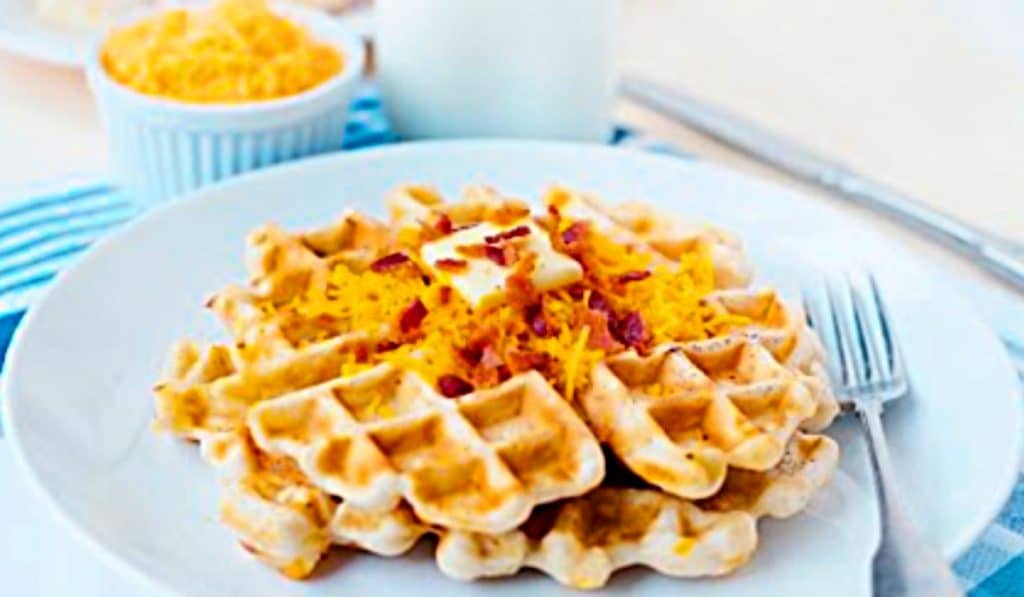 Cheddar And Bacon Waffles Recipe - How To Make Savory Waffles - How To make Homemade Waffles
