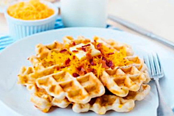 Cheddar And Bacon Waffles Recipe - How To Make Savory Waffles - How To make Homemade Waffles
