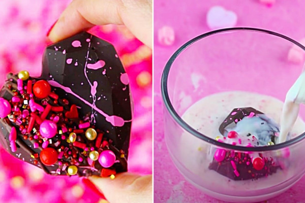 Valentine's Day Heart Shaped Hot Cocoa Bombs Recipe - Hot Cocoa Bombs Recipe - Easy Valentines Day Candy