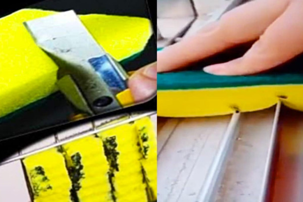 Easy Sponge Hack - How To Customize A Sponge To Clean Windows - Easy Window Frame Cleaning Ideas