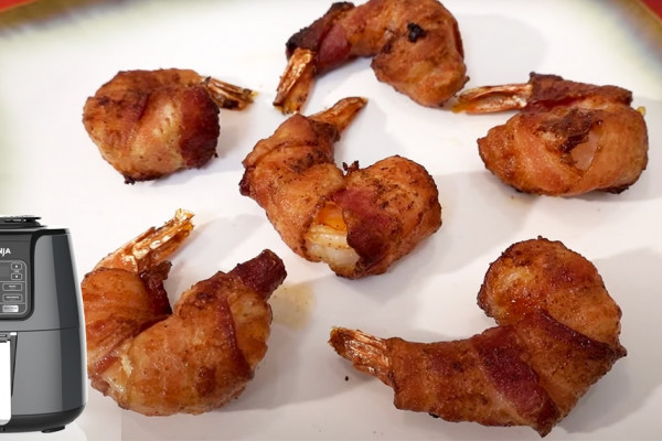 Air Fryer Bacon Wrapped Shrimp Recipe - Air Fryer Recipes - Air Fryer Shrimp