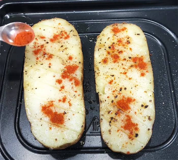 At Home Baked Potatoes Recipe - Air Fryer Baked Potatoes - Scored Potatoes