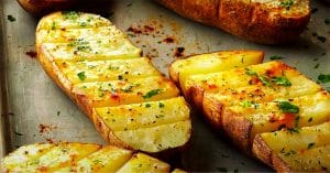 Air Fryer Scored Baked Potatoes Recipe