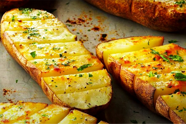 Air Fryer Scored Baked Potatoes Recipe - Air Fryer Recipes - Potatoes Recipe