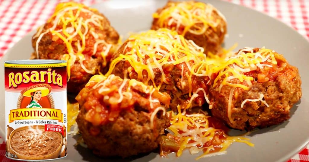 Baked Beef And Bean Meatball Recipe - Refried Beans Recipes - Meatballs Recipe