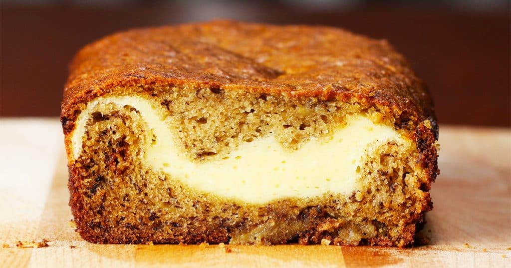 Cheesecake Filled Banana Bread Recipe - Cheesecake Recipe - Banana Bread Recipe