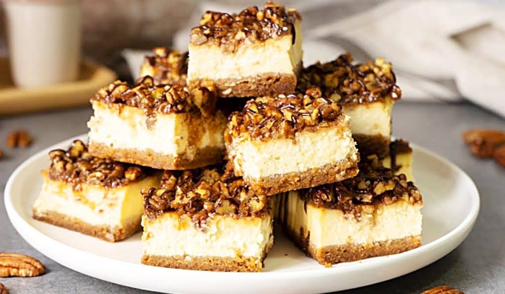 Pecan Cheesecake Bars Recipe - Easy Pecan Bar Recipe - Snack Ideas