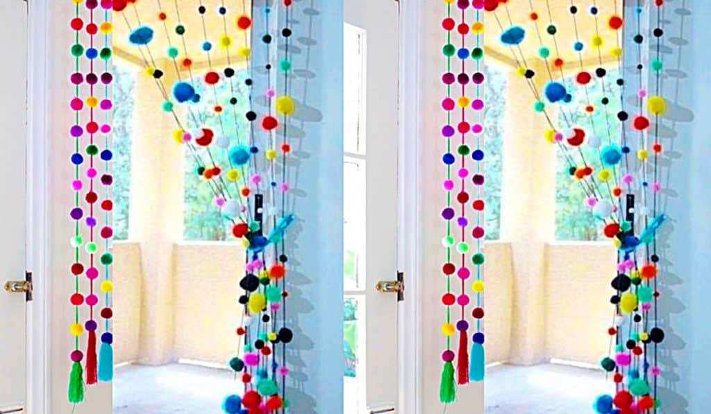 DIY Pom Pom Door Hanging - Pom Pom Curtain - DIY Boho Decor