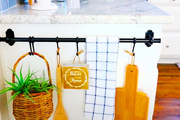 How To Turn A Towel Rail Into A Kitchen Display - Easy Kitchen Storage Ideas - Kitchen Decor
