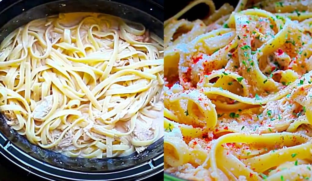 Crockpot Cajun Chicken Fettuccine Recipe - Easy Crockpot Meal Ideas - Cheap Crockpot Recipes