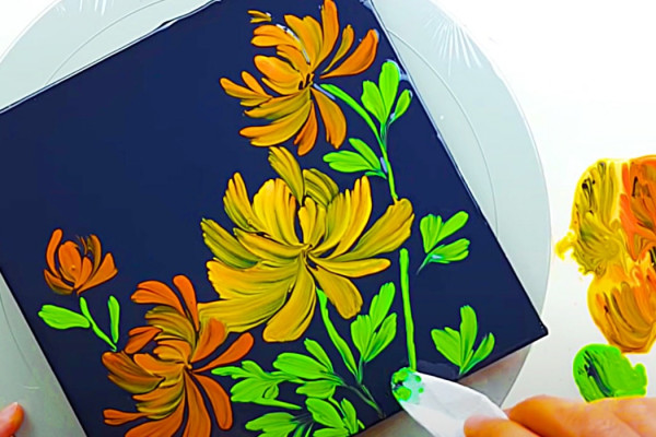 How To Paint With Tissue Paper - Easy Flower Painting Method - Fun Hobby Painting Ideas