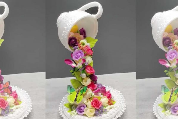 Floating Teacup With Flowers - Easy Decor