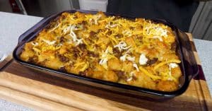 Refrigerator Leftovers Tater Tot Breakfast Casserole