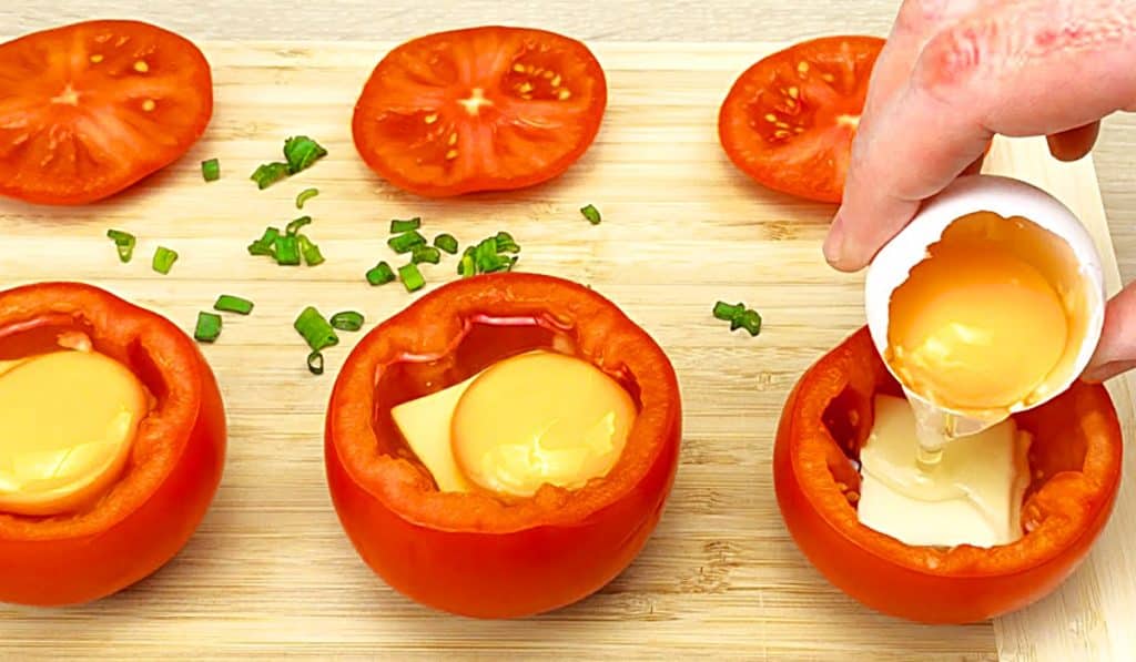 Baked Eggs In Tomatoes Recipe - how To Make Baked Eggs - Easy Breakfast Ideas