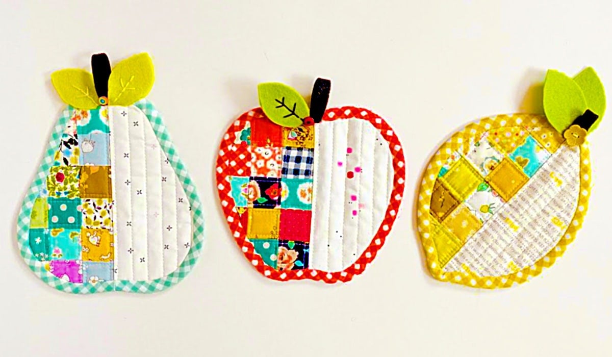 Apple Fabric Quilted Coasters Set 