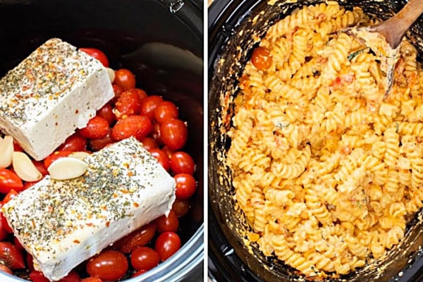 Crockpot Feta Tomato Pasta Recipe - Easy Crockpot Ideas - How To Make Greek Pasta