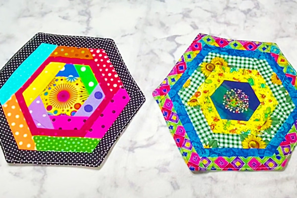 Hexagon Quilted Hot Pad Idea - Easy Quilt Pattern - How To Make a Hot Pad