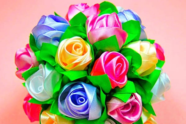 How To Make A Mother's Day Bouquet - Easy Ribbon Bouquet - How To Make A Homemade Ribbon Rose