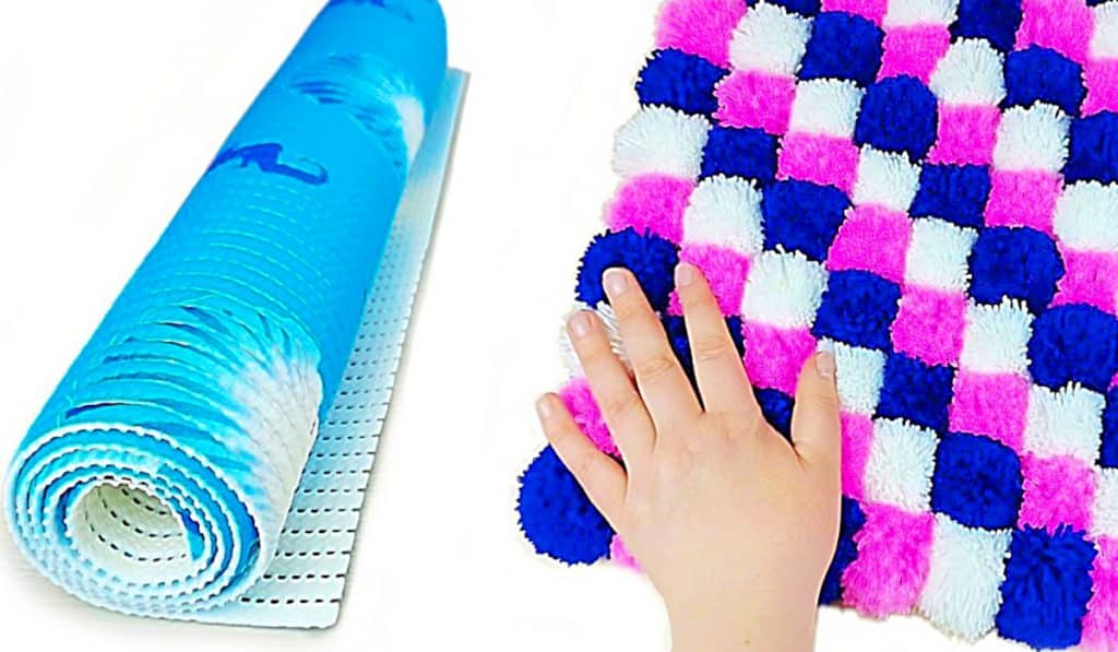 Dollar Tree DIY - How To make a Pom Pom Mat - Easy Bath Mat Ideas