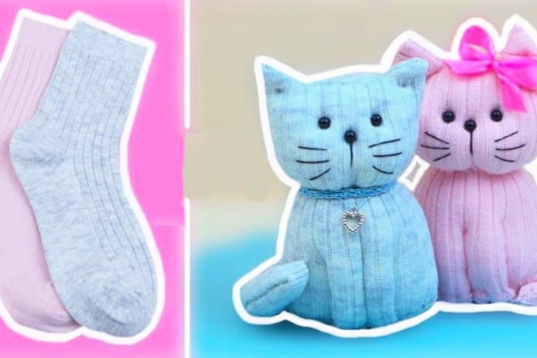 How To Make A Sock Kitty - Easy DIY Sock Toy - DIY Sock Project Ideas