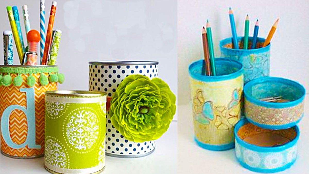 How To Make Desk Organizers From Tin Cans