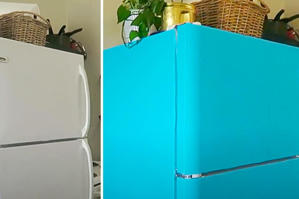 Contact Paper Fridge Makeover - Easy Way To Update A Fridge - Kitchen Update Ideas