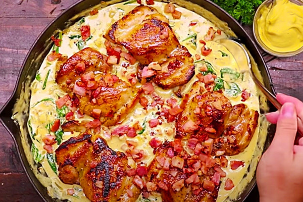 One Pan Creamy Dijon Chicken Recipe - How To Make East Creamy Chicken Recipe - Chicken Thigh Ideas - Chicken Breast Ideas