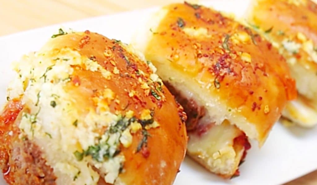 Garlic Bread And Meatball Sliders Recipe - Easy Meatball Ideas - Meatball Sandwich Recipe