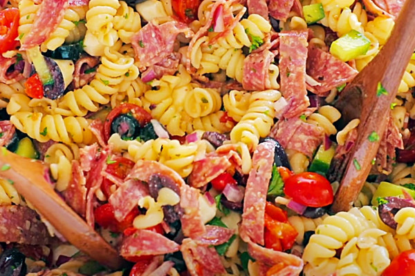 Pasta Salad With Homemade Italian Dressing Recipe - How To Make Pasta Salad - Homemade Salad Dressing Recipe
