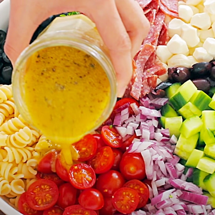 Pasta Salad With Homemade Italian Dressing Recipe - How To Make Pasta Salad - Homemade Salad Dressing Recipe