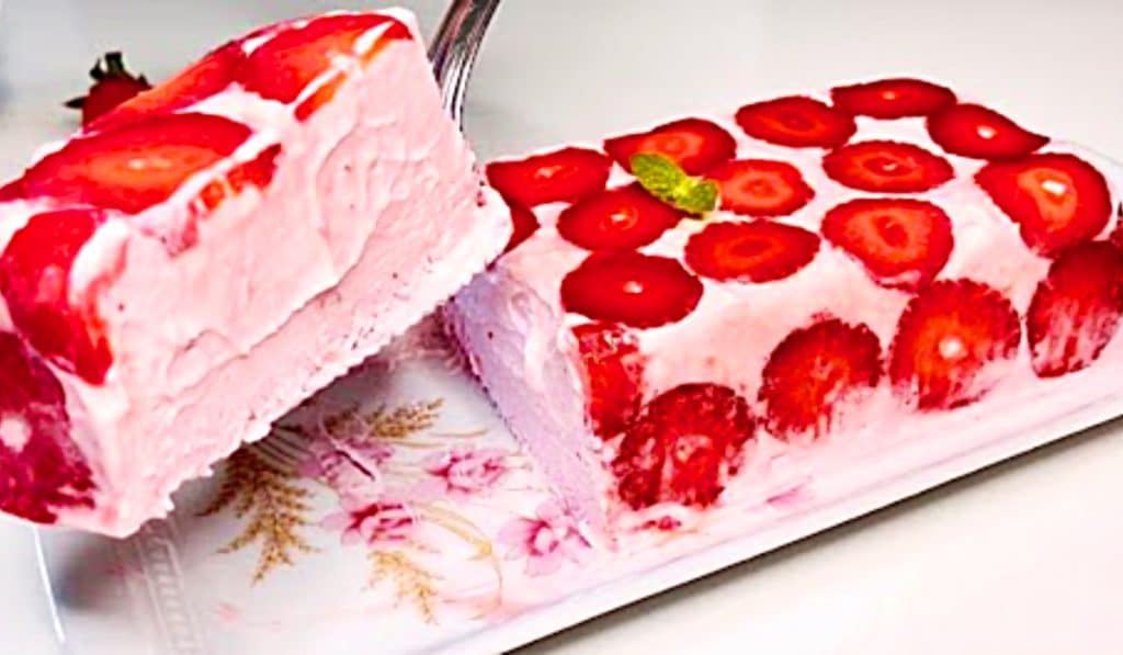 Homemade Strawberry Ice Cream Loaf Recipe - Party Food Ideas - Easy Three Ingredient Ice Cream Cake Recipe